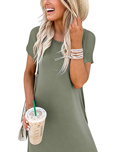 ANRABESS Womens Summer Maxi Dress Short Sleeve Casual Loose Long T Shirt Dresses Split Vacation Beach Sundress Travel Outfits