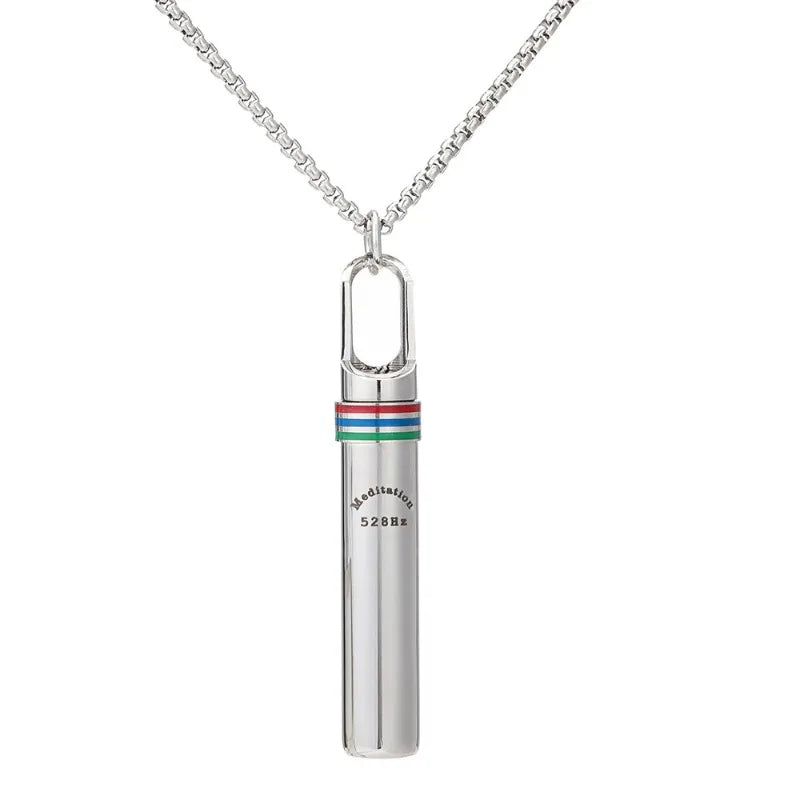 528Hz Low-frequency Whistle Sound Healing Meditation Breathing Decompression Whistles Stainless Steel Mindfulness Pendant
