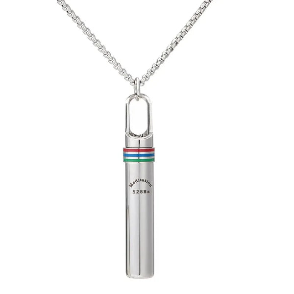 528Hz Low-frequency Whistle Sound Healing Meditation Breathing Decompression Whistles Stainless Steel Mindfulness Pendant