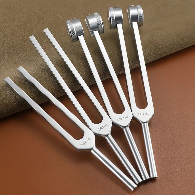 Resonance Sound Healing Tuning Forks Set 6PC-128Hz, 136.1Hz, 256Hz, 384Hz with Activator for Stress Relief, Relaxation & Chakra