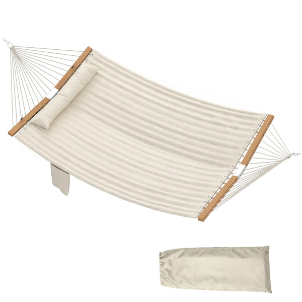 Outsunny Double Hammock 2-Person Padded Swing Bed Cream White