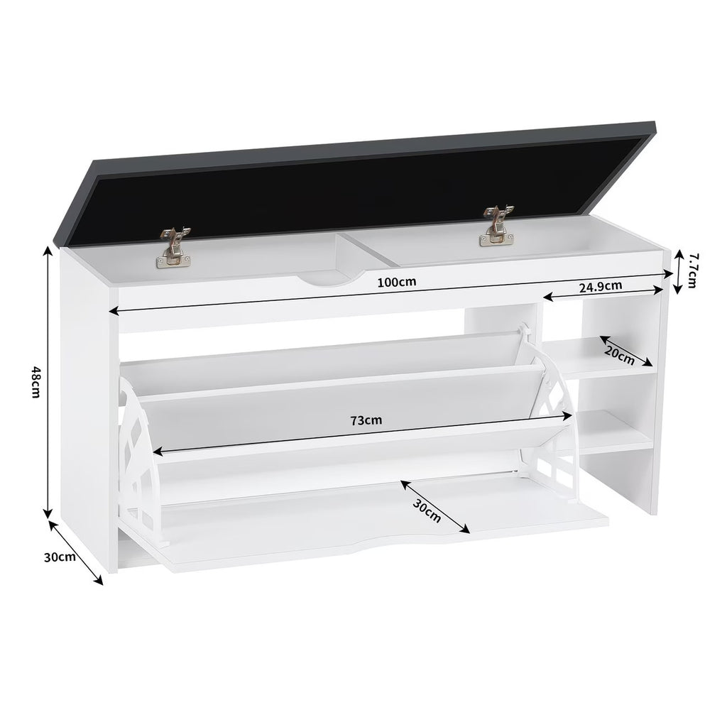 Shoe Bench Organizer 3 Tier Wooden Storage Unit Entryway Hallway Cabinet Stand