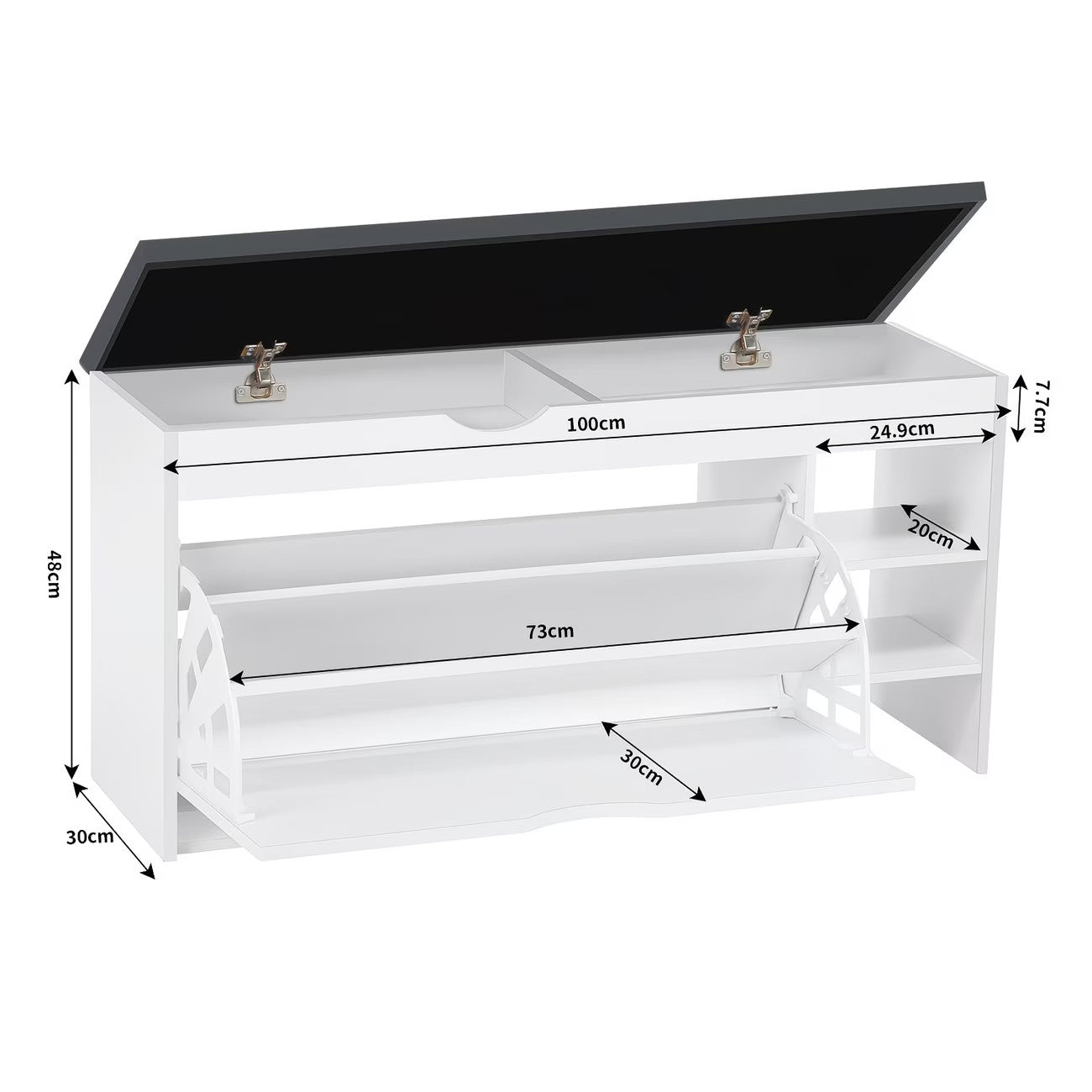 Shoe Bench Organizer 3 Tier Wooden Storage Unit Entryway Hallway Cabinet Stand