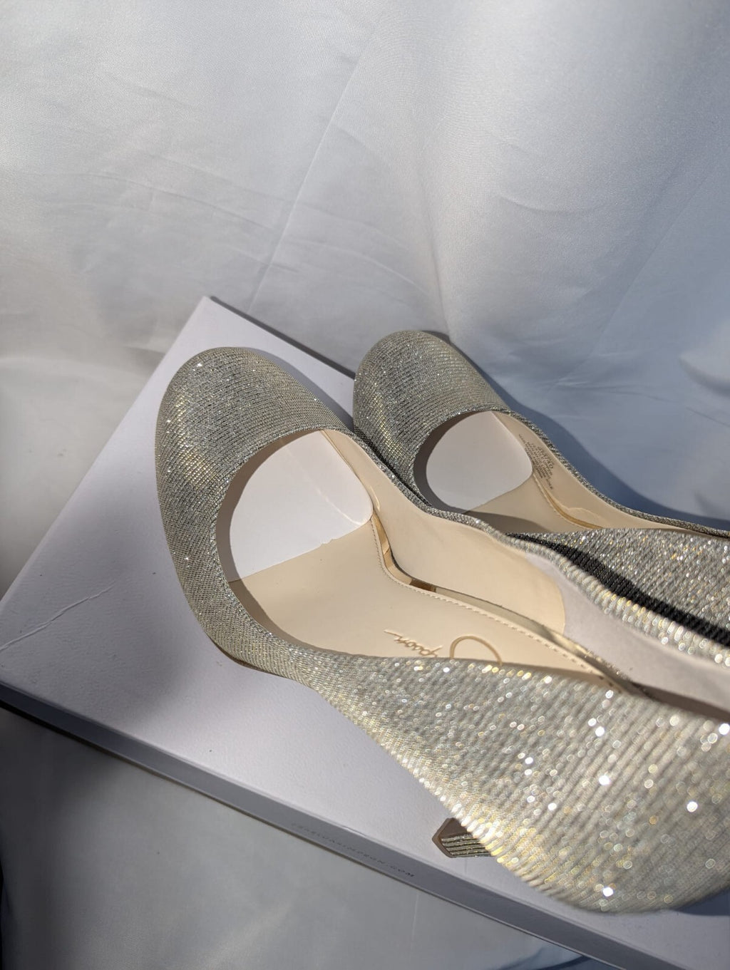 Jessica Simpson Women's Calie Pump Gold Glitter Gabor Heels Shoes Size 6 UK #45