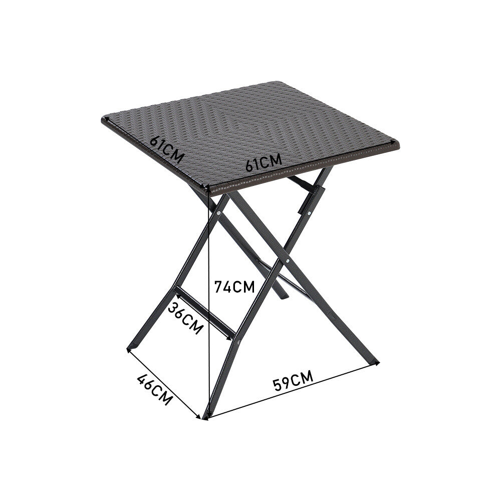 3pcs Folding Garden Table Rattan Chairs Set Camping Patio Seat Outdoor Furniture