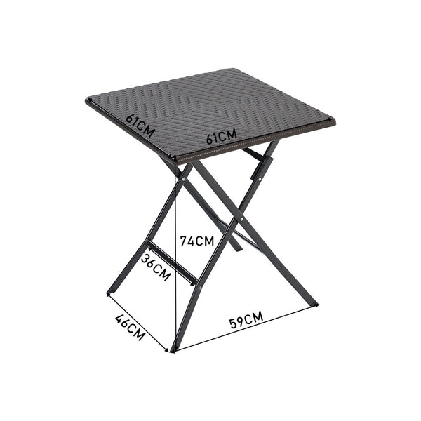 3pcs Folding Garden Table Rattan Chairs Set Camping Patio Seat Outdoor Furniture