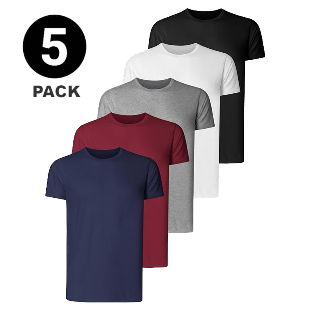 5 PACK Men's T-Shirt Heavy Cotton Plain Short Sleeve Tees 100% Cotton Blank Tees