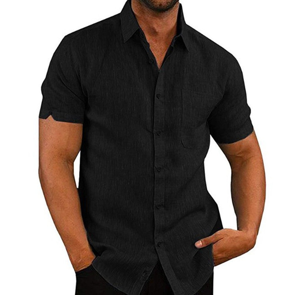 Mens Summer Short Sleeve Polo Shirts Work Casual Loose Button Up T Shirt Tops