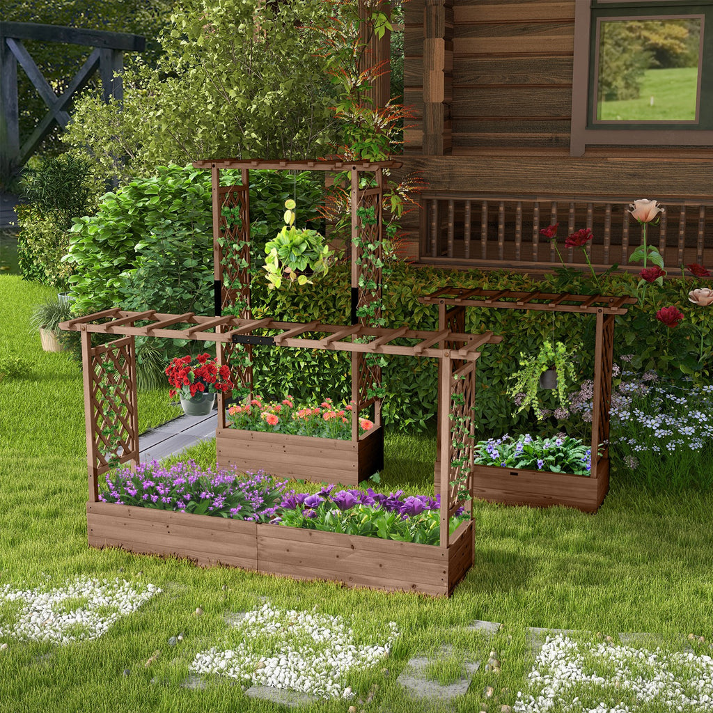 Fir Wood Planter Box with Drainage Holes & Bottom Gaps