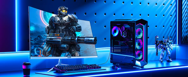 Gawfolk 27 inch Curved Monitor 100hz, PC White Computer Gaming Monitor FHD 1080P, 1800R, Frameless, Built-in Speakers