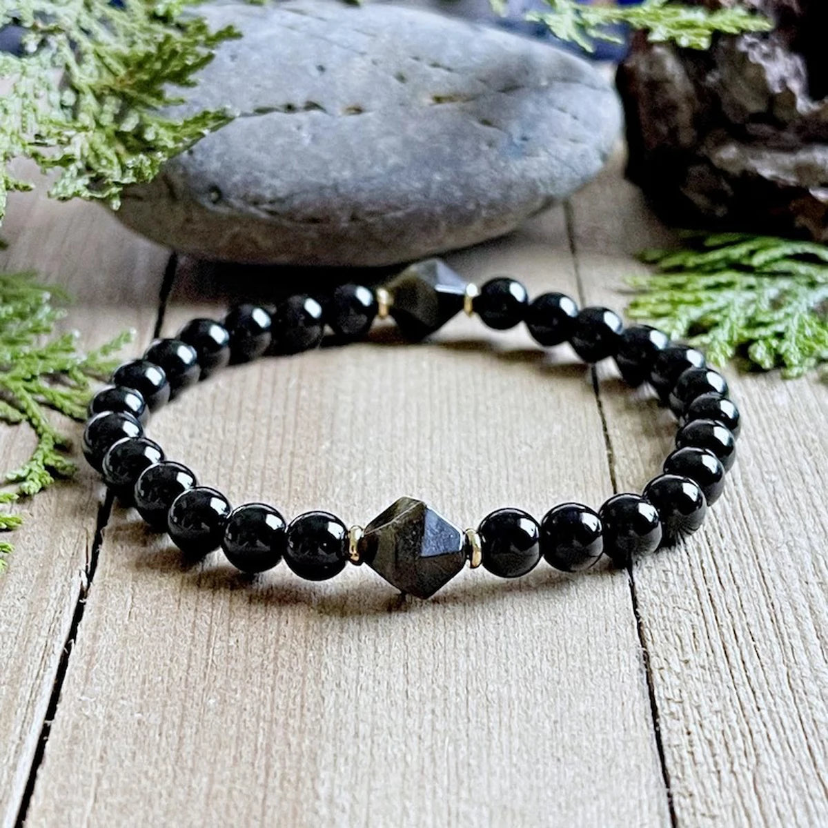1 Pc Zwarte Toermalijn Obsidiaan Armband Mannen En Vrouwen, De Ideale Keuze Van Geschenk