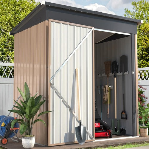 Metal Garden Shed with Lockable Door,Waterproof Outdoor Storage Box for Backyard