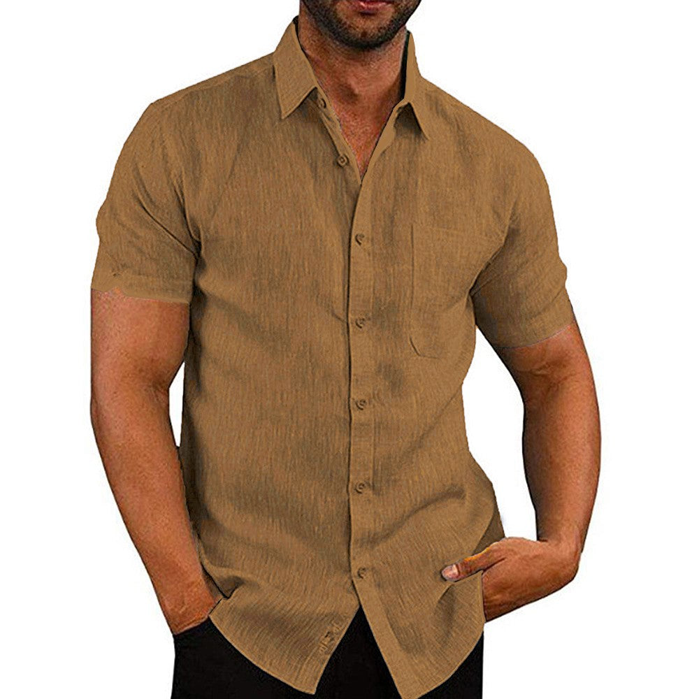 Mens Summer Short Sleeve Polo Shirts Work Casual Loose Button Up T Shirt Tops
