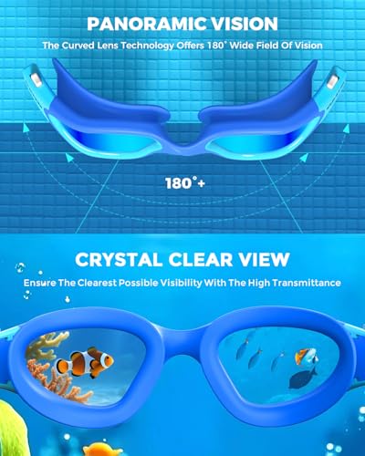 OMID Kids Swim Goggles, P2mini Lite Clear Lens Anti-Fog UV Protection Comfortable Swimming Goggles for kids Age 6-14