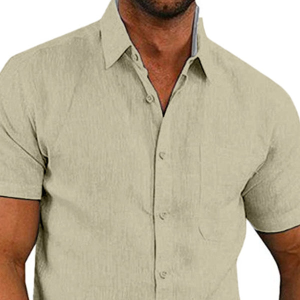 Mens Summer Short Sleeve Polo Shirts Work Casual Loose Button Up T Shirt Tops