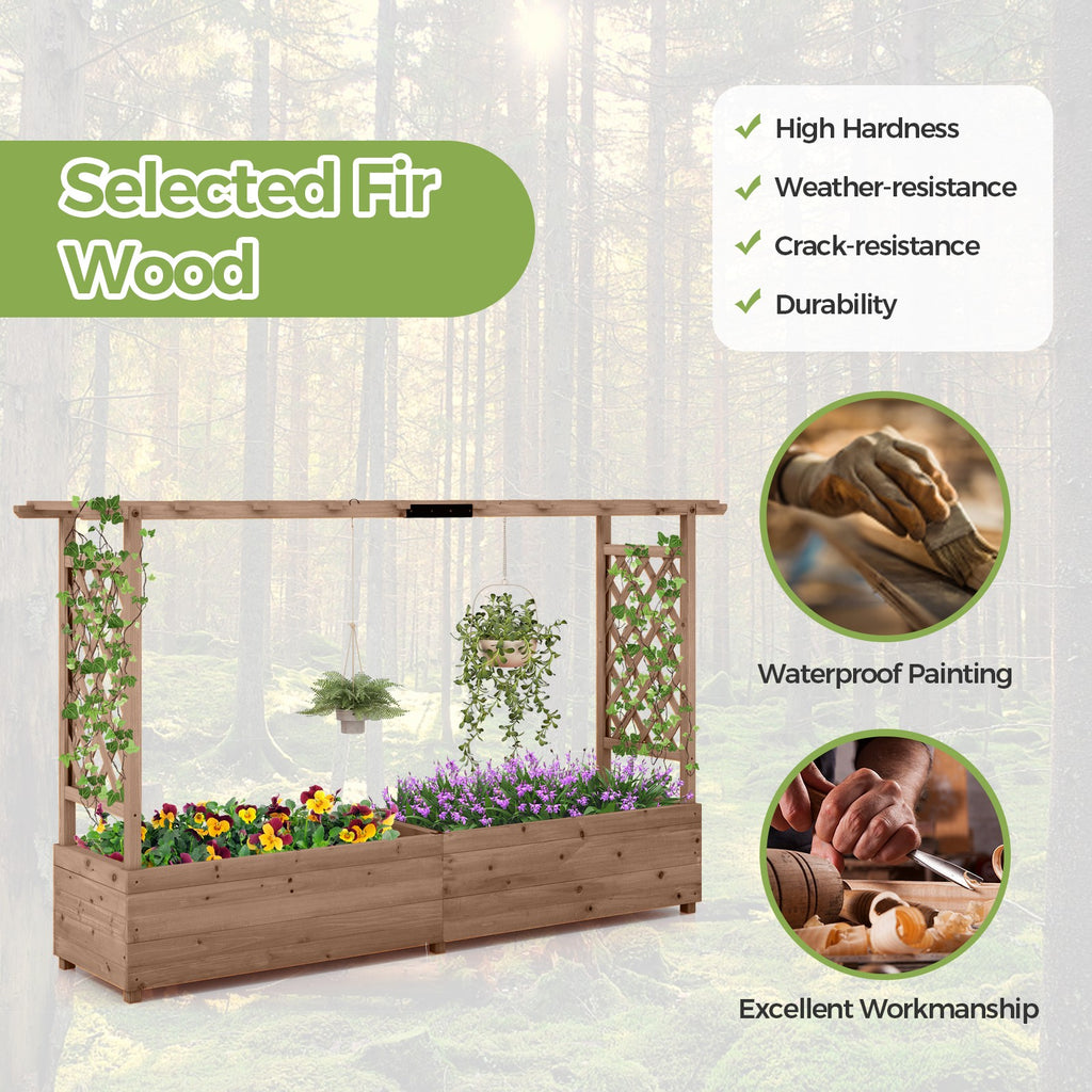 Fir Wood Planter Box with Drainage Holes & Bottom Gaps