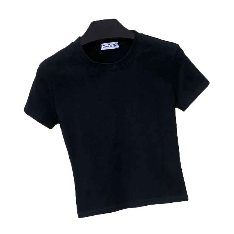 Women Summer Hot Selling Basic Design Solid Pure Color Women Top T Shirt