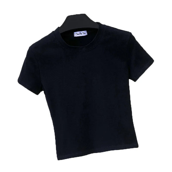 Women Summer Hot Selling Basic Design Solid Pure Color Women Top T Shirt