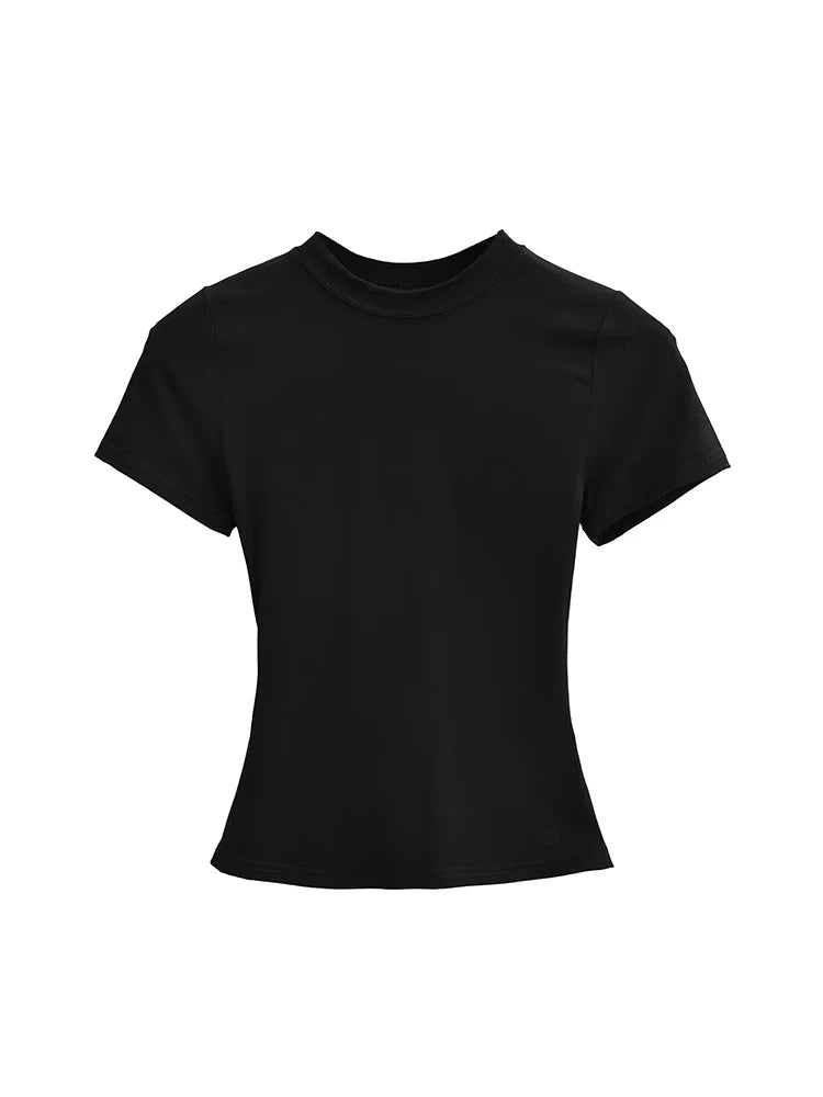 2024 New High Quality Casual T shirt Sexy Slim Short Sleeves Fashion Trend Solid Women Clothing y2k Tops