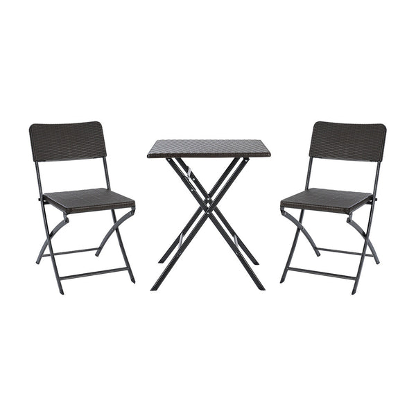3pcs Folding Garden Table Rattan Chairs Set Camping Patio Seat Outdoor Furniture
