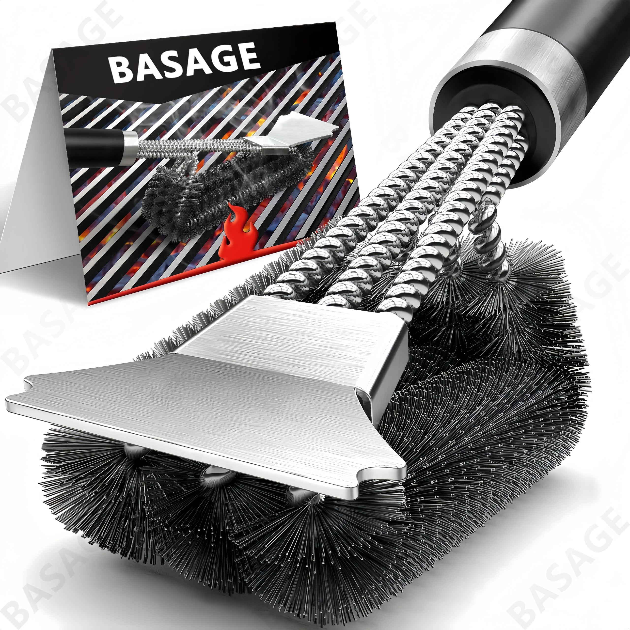 Veilige grillborstel - Borstelvrije BBQ-grillborstel - Roestbestendige roestvrijstalen barbecuereiniger - Geweldige grillaccessoires