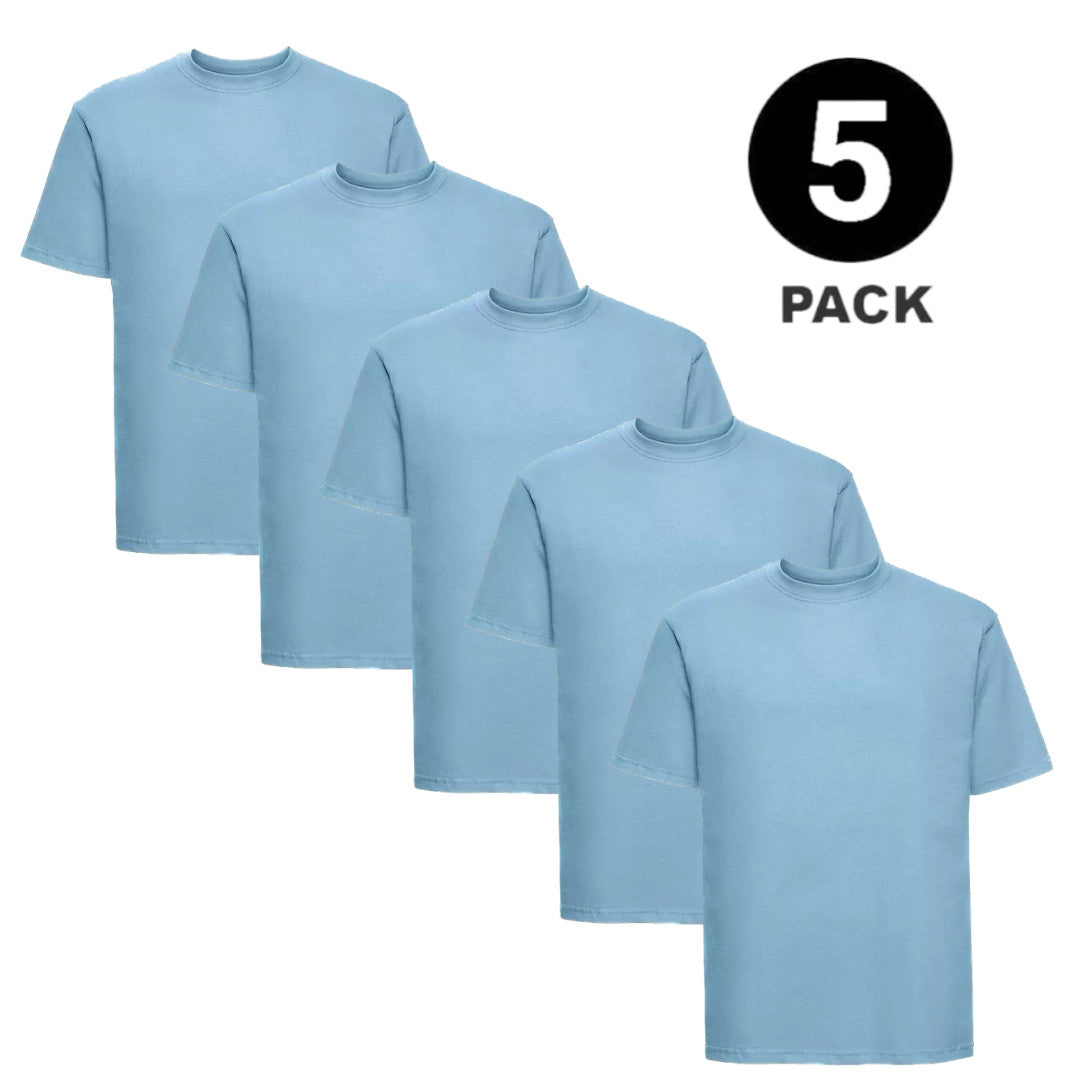 5 PACK Men's T-Shirt Heavy Cotton Plain Short Sleeve Tees 100% Cotton Blank Tees