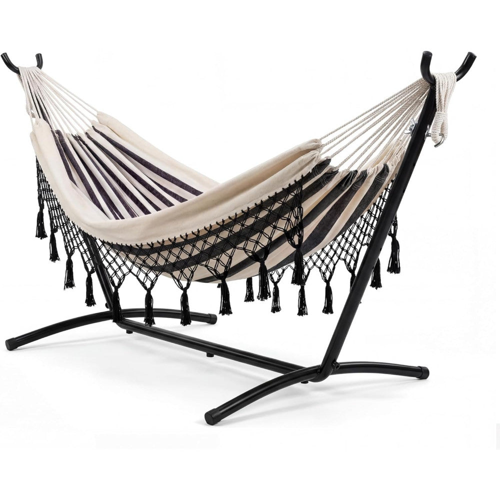 Outdoor Double Hammock with Stand 200x150cm Bohemian Hammock Hanging Chair