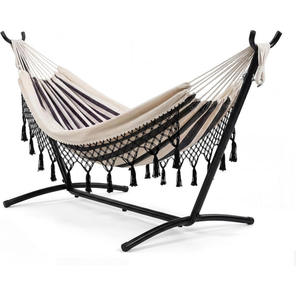Outdoor Double Hammock with Stand 200x150cm Bohemian Hammock Hanging Chair
