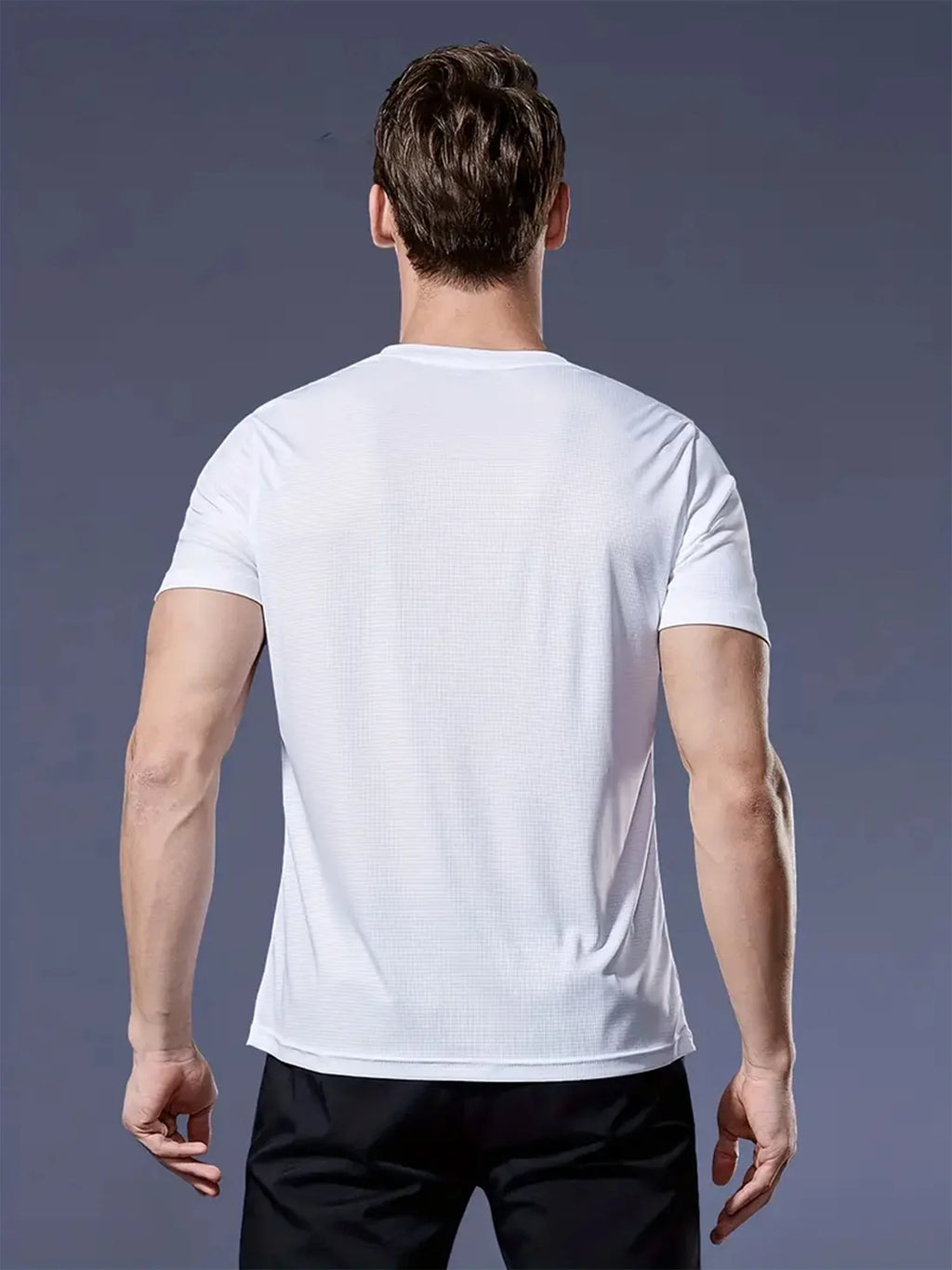 T-shirt z okrągłym dekoltem 4-kolorowy czarno-biały szary granatowy Ultralekka męska szybkoschnąca, oddychająca koszula pochłaniająca pot Odpowiednia dla