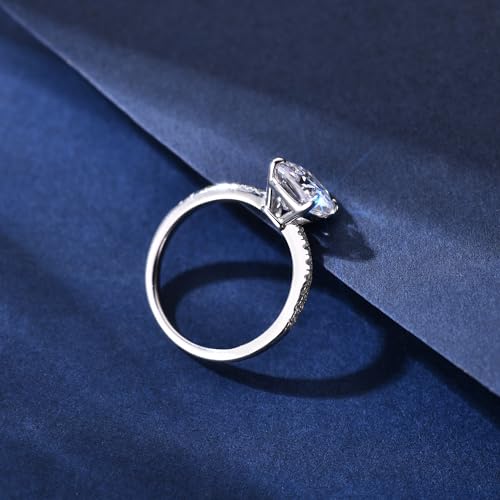 2ct Cushion Cut Moissanite Rings for Women, D Color VVS1 Clarity Lab Created Diamond Rings 14K White Yellow Gold Vermeil Moissanite Engagement Rings for Women Wife Jewelry Gifts
