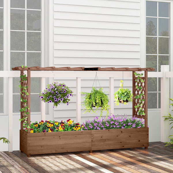 Fir Wood Planter Box with Drainage Holes & Bottom Gaps