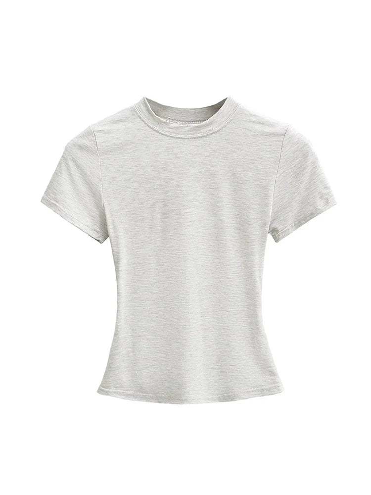 2024 New High Quality Casual T shirt Sexy Slim Short Sleeves Fashion Trend Solid Women Clothing y2k Tops
