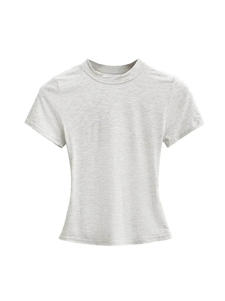 2024 New High Quality Casual T shirt Sexy Slim Short Sleeves Fashion Trend Solid Women Clothing y2k Tops
