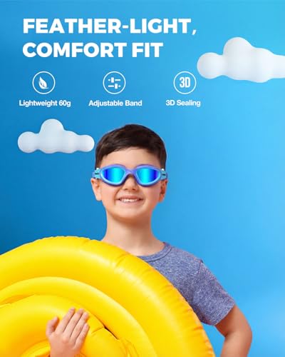 OMID Kids Swim Goggles, P2mini Lite Clear Lens Anti-Fog UV Protection Comfortable Swimming Goggles for kids Age 6-14