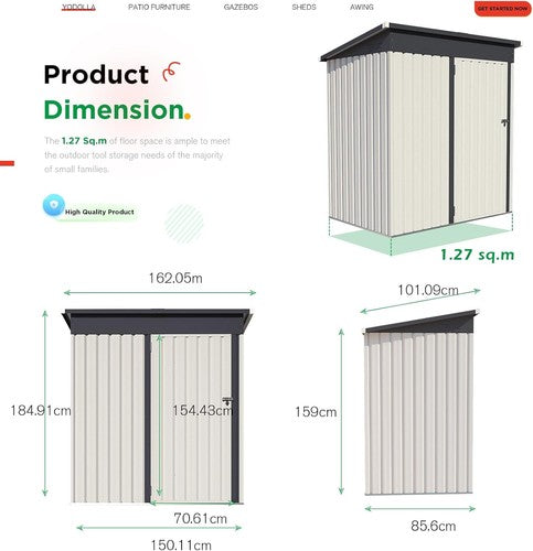 Metal Garden Shed with Lockable Door,Waterproof Outdoor Storage Box for Backyard