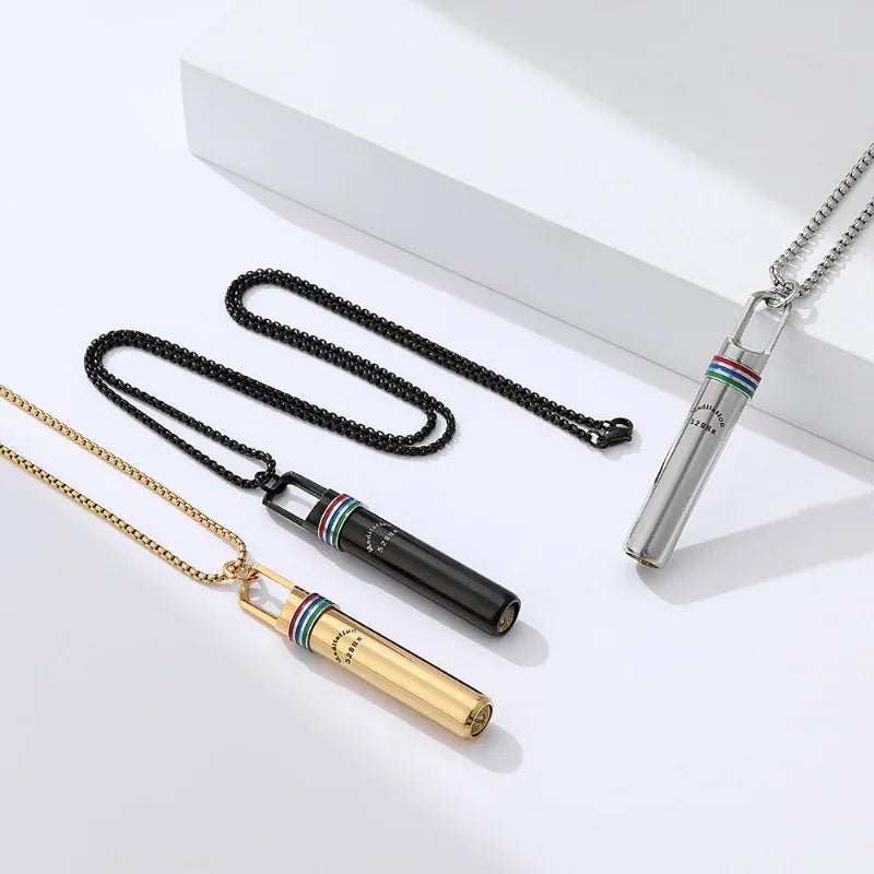 528Hz Low-frequency Whistle Sound Healing Meditation Breathing Decompression Whistles Stainless Steel Mindfulness Pendant