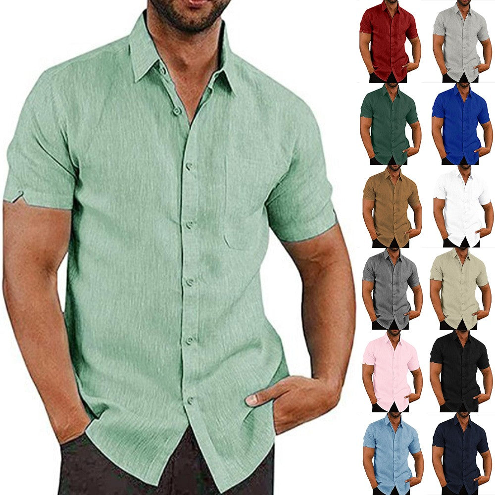 Mens Summer Short Sleeve Polo Shirts Work Casual Loose Button Up T Shirt Tops