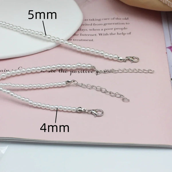4mm-6mm Imitation Pearl Pendant Necklace for Women Elegant Romantic Invisible Fish Wire Clavicle Bead Collares Wedding Jewelry
