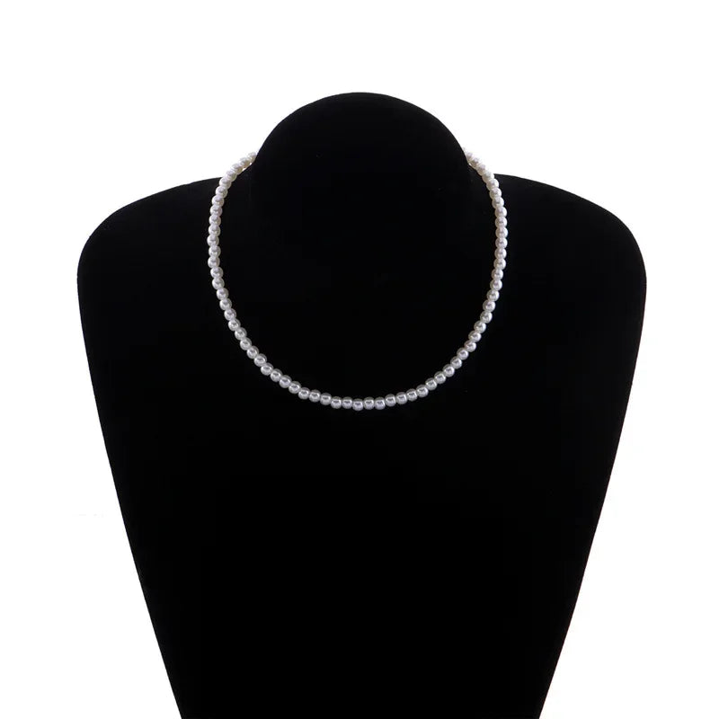 4mm-6mm Imitation Pearl Pendant Necklace for Women Elegant Romantic Invisible Fish Wire Clavicle Bead Collares Wedding Jewelry