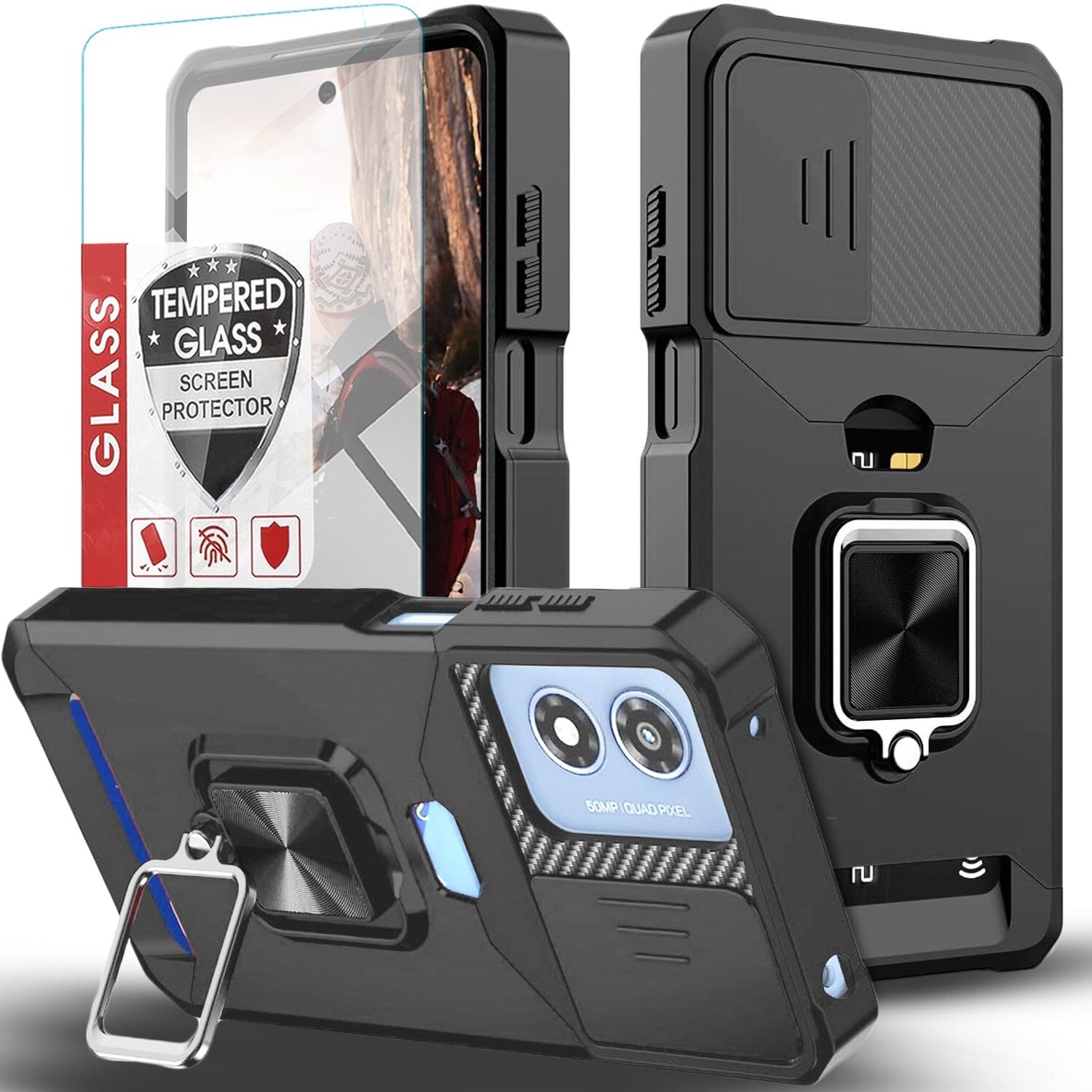 For Motorola Moto G Play 2024 Case Phone Cover Shockproof +Tempered Glass Screen