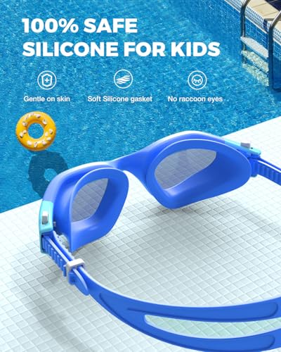 OMID Kids Swim Goggles, P2mini Lite Clear Lens Anti-Fog UV Protection Comfortable Swimming Goggles for kids Age 6-14