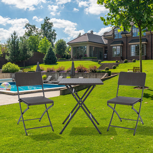 3pcs Folding Garden Table Rattan Chairs Set Camping Patio Seat Outdoor Furniture