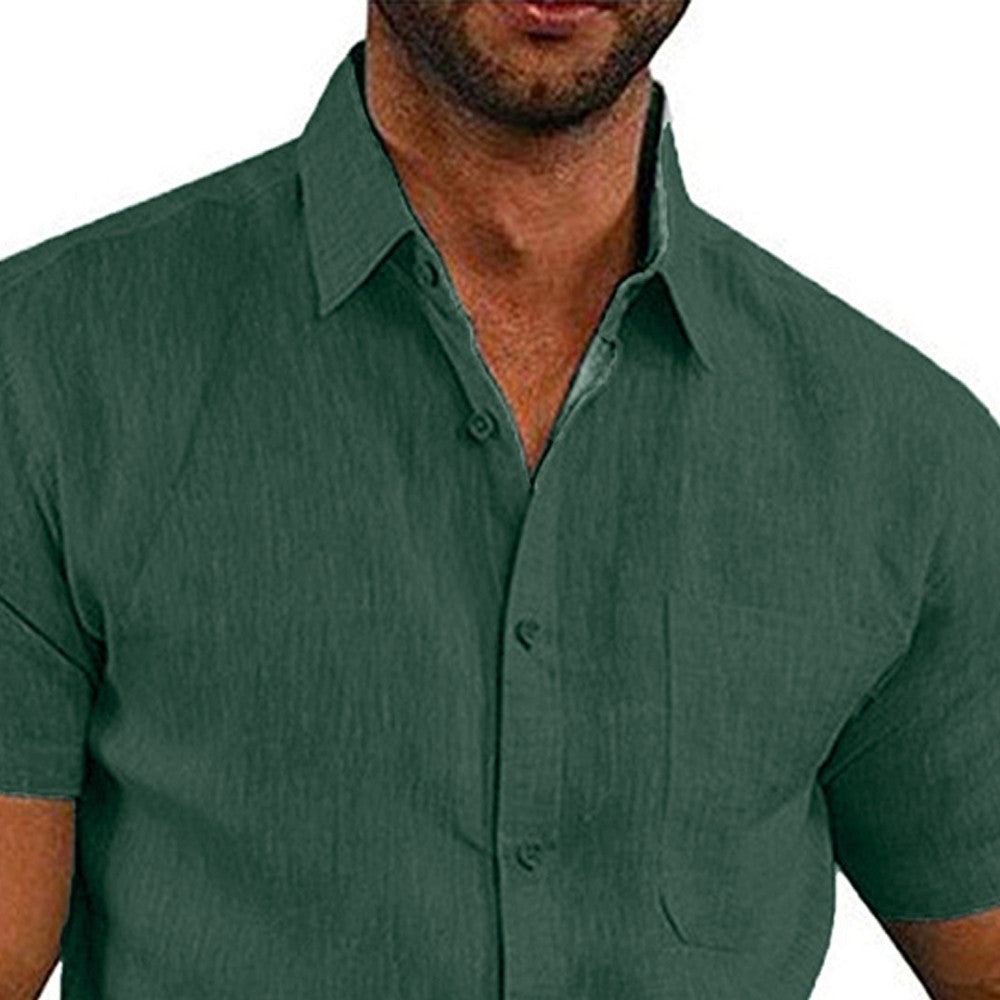 Mens Summer Short Sleeve Polo Shirts Work Casual Loose Button Up T Shirt Tops