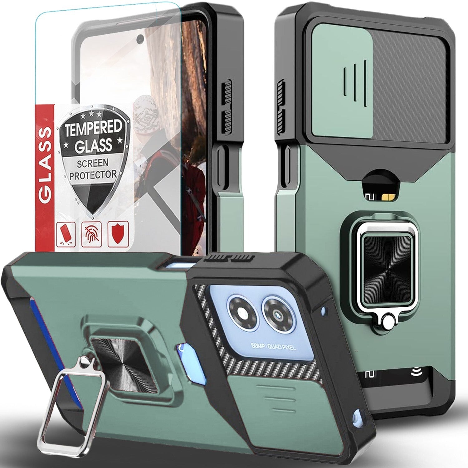For Motorola Moto G Play 2024 Case Phone Cover Shockproof +Tempered Glass Screen
