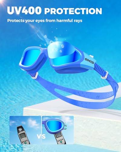 OMID Kids Swim Goggles, P2mini Lite Clear Lens Anti-Fog UV Protection Comfortable Swimming Goggles for kids Age 6-14