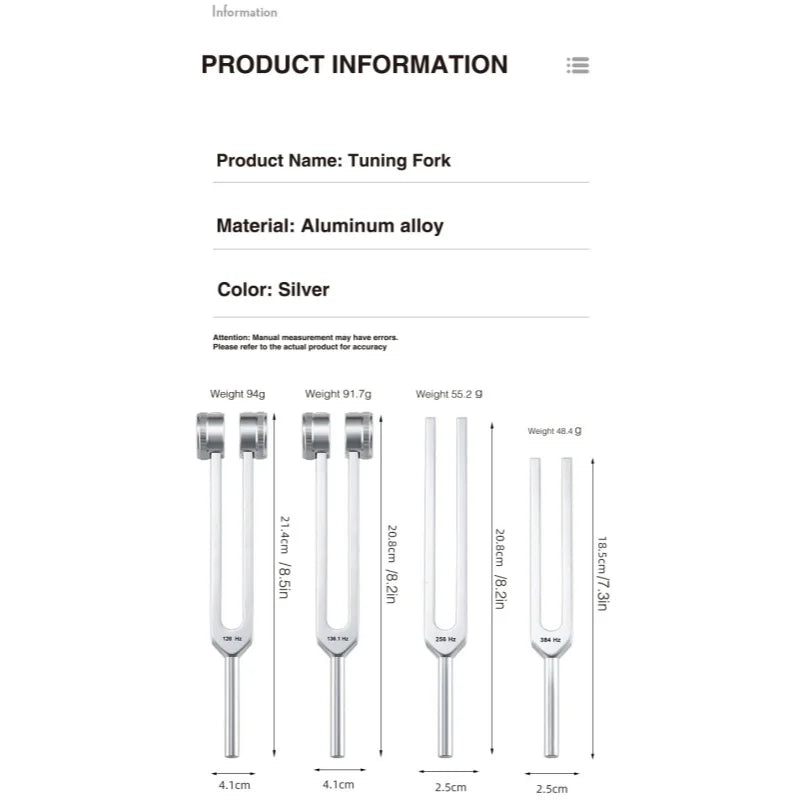 Resonance Sound Healing Tuning Forks Set 6PC-128Hz, 136.1Hz, 256Hz, 384Hz with Activator for Stress Relief, Relaxation & Chakra
