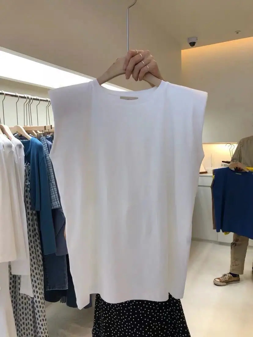 Hot Sell Solid Round Neck Loose Sleeveless T-Shirt for Women'S Summer Tank Top Clothing Korean Women'S Clothing
