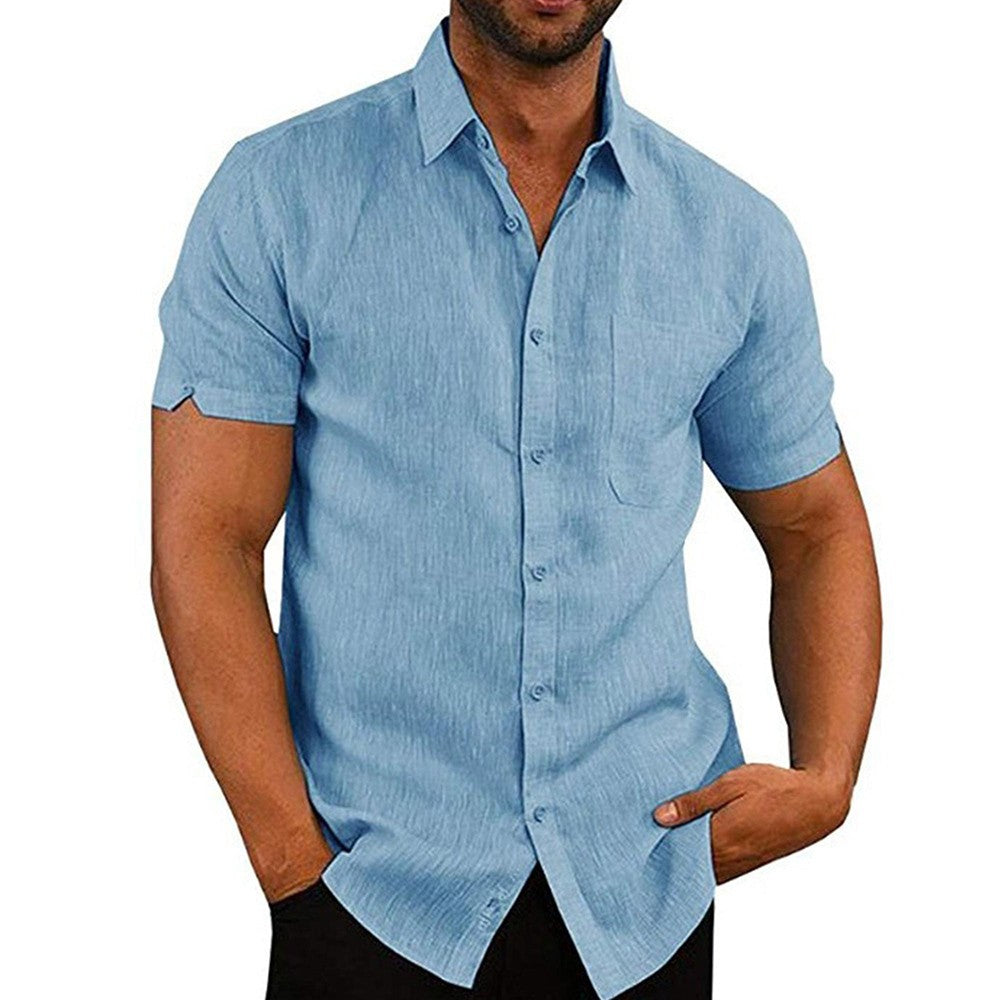 Mens Summer Short Sleeve Polo Shirts Work Casual Loose Button Up T Shirt Tops