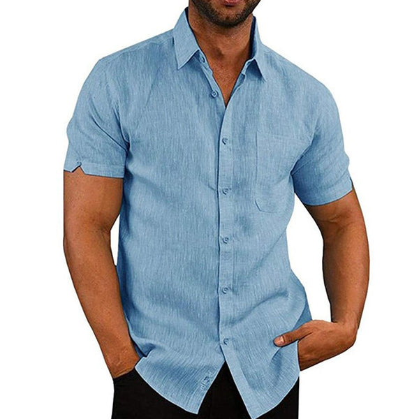 Mens Summer Short Sleeve Polo Shirts Work Casual Loose Button Up T Shirt Tops