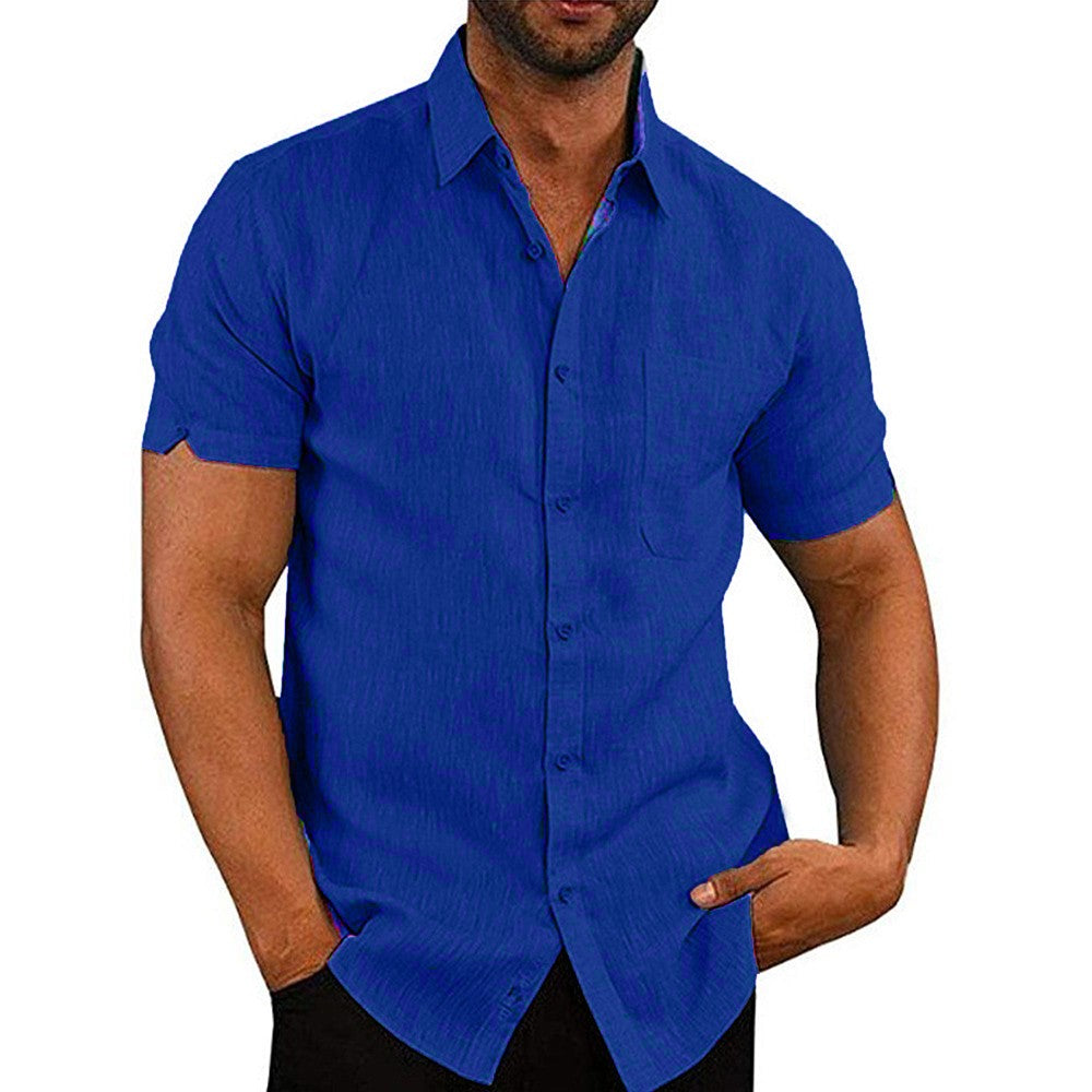 Mens Summer Short Sleeve Polo Shirts Work Casual Loose Button Up T Shirt Tops